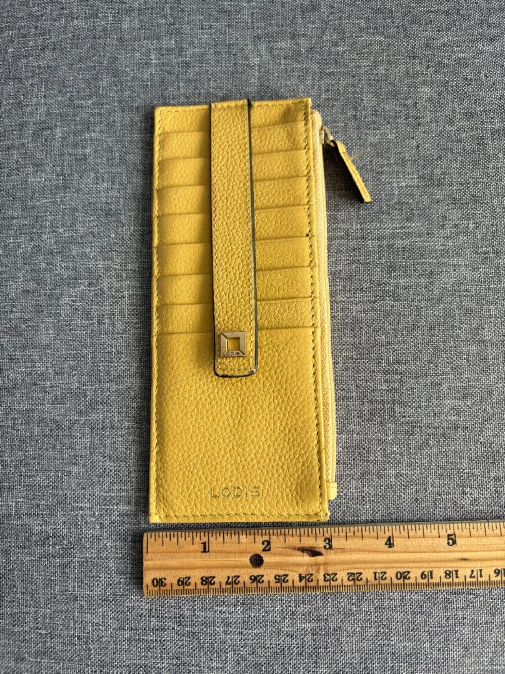 Lodis Julia Long Stacker Yellow Pebbled Leather Card Organizer Wallet ID Window
